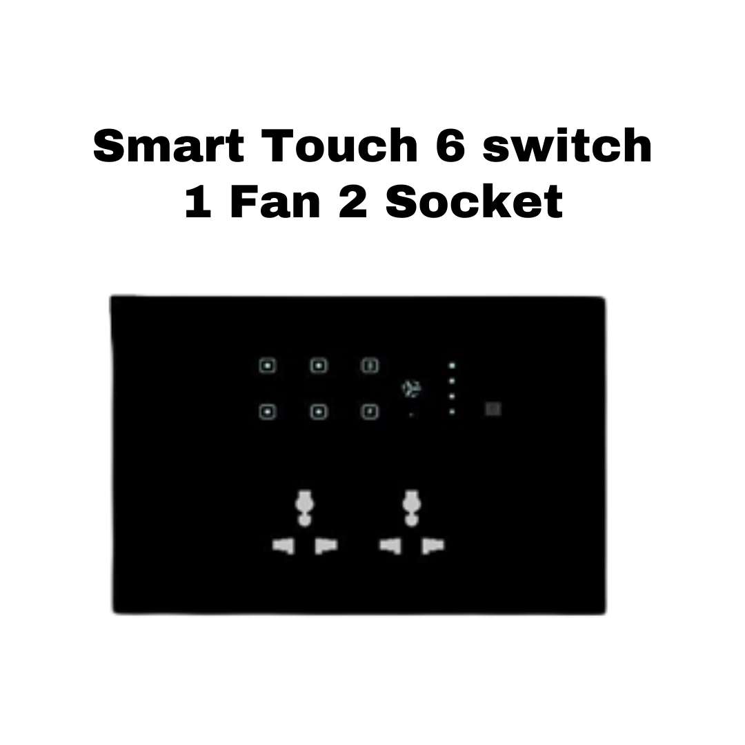 12 module smart touch 6 switch and 1 fan 2 socket board automation india