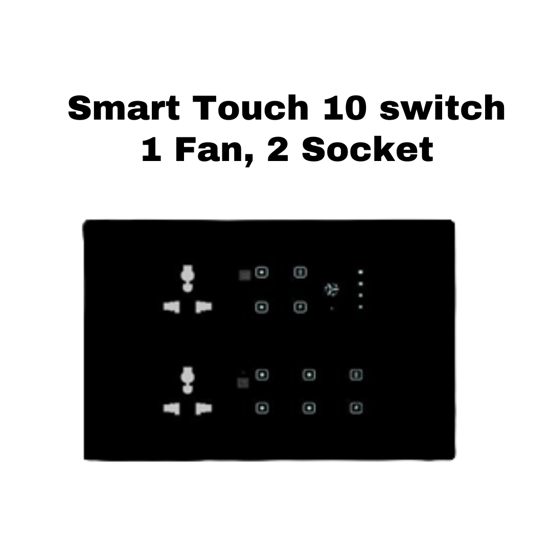 12 module smart touch 10 switch and 1 fan2 socket board automation india