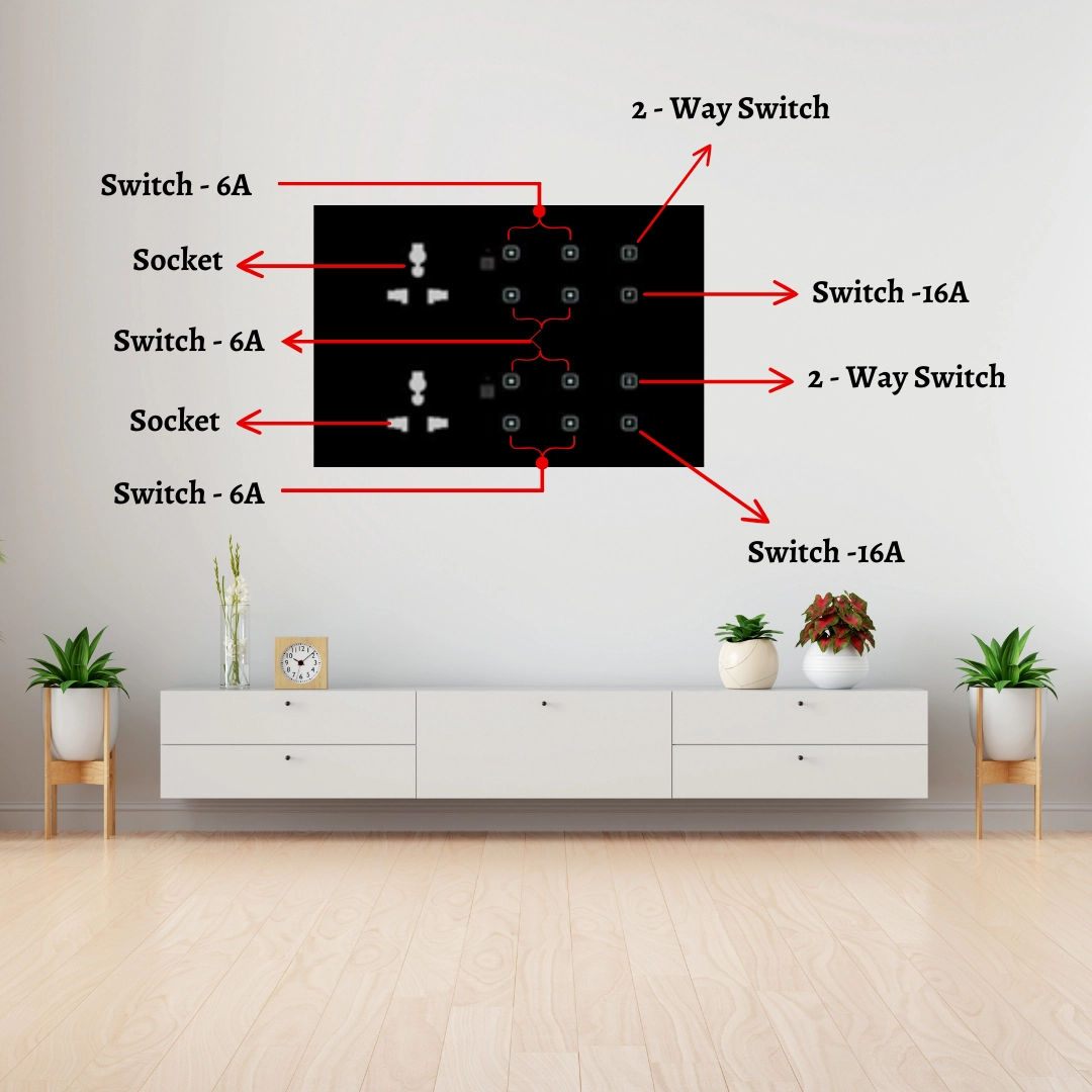 12 module smart touch 12 switch and 2 socket board automation india